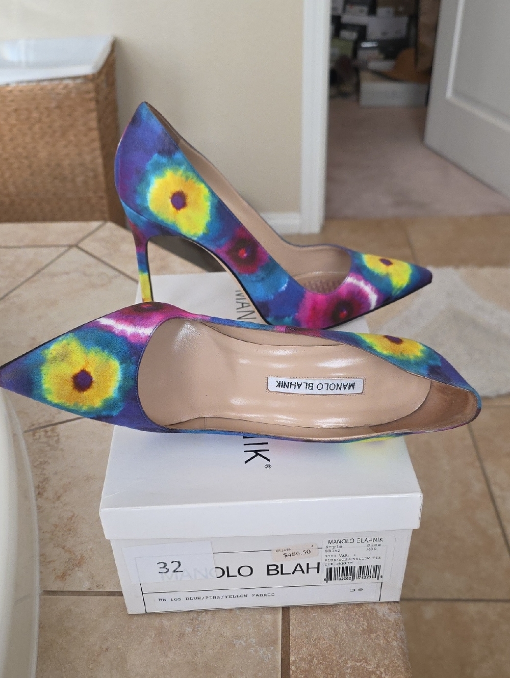 Manolo Blahnik Multicolor Tie-Dye Pumps - Blue, Yellow, Pink, Purple